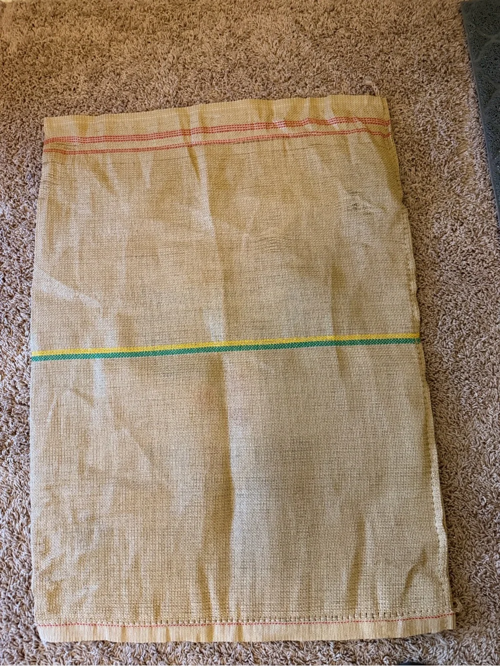 Cafés do Brasil Burlap Coffee Beans Bag – Natural with Green & Red Print